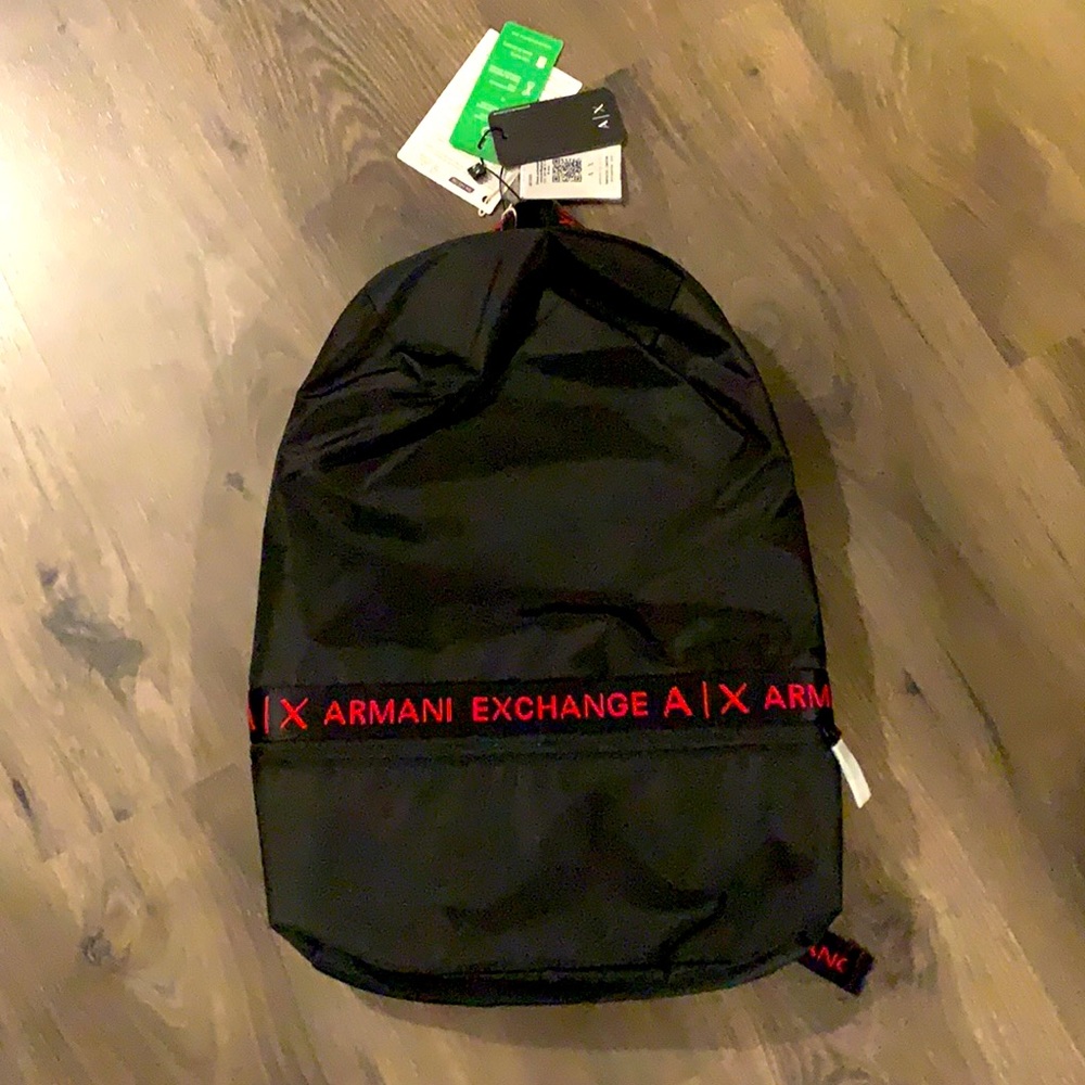 A/X Armani Exchange Black Red Nylon Backpack